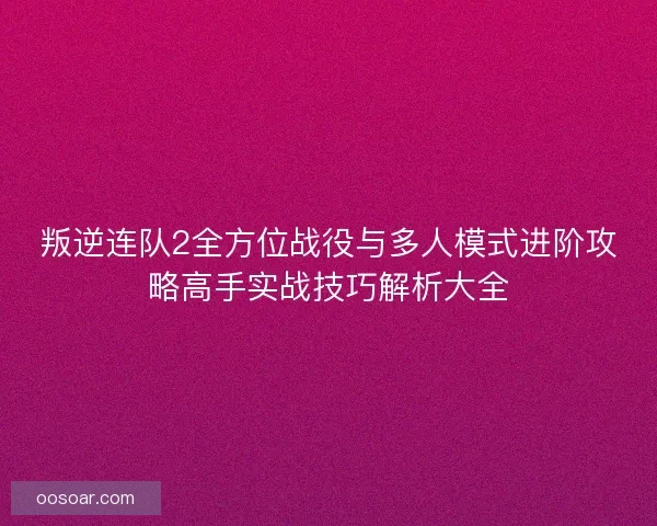叛逆连队2全方位战役与多人模式进阶攻略高手实战技巧解析大全